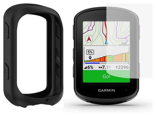 Panzerglas Displayschutz und Silikon-Schutzhülle für Garmin Edge 540/540 Solar