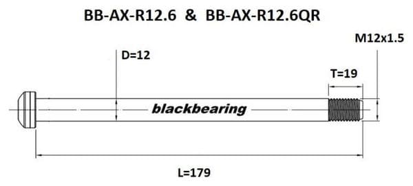 Axe de roue Blackbearing - R12.6 - (12 mm - 179 - M12x1 5 -