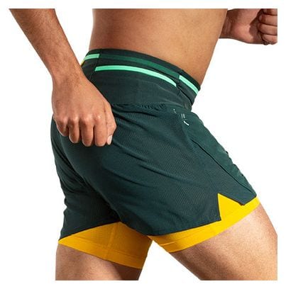 Brooks High Point Trail 2-in-1 Short 5inch Grey Yellow Men's