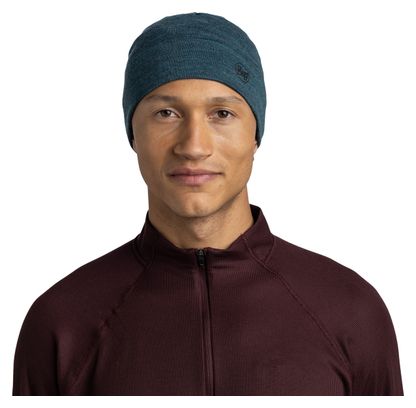 Blue Midweight Merino Buff Beanie