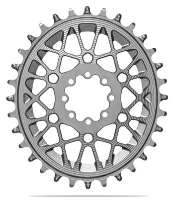 AbsoluteBlack - Corona Sram T-Type in alluminio con offset da 3 mm, profilo Narrow Wide, montaggio diretto, nero-argento