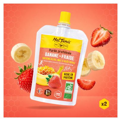Purea proteica biologica MelTonic alla banana e fragola