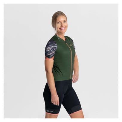 Maillot Manches Courtes Velo Rogelli Liquid - Femme - Vert/Corail