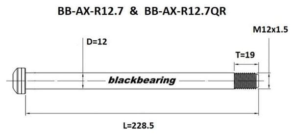 Axe de roue Blackbearing - R12.7 - (12 mm - 222.5 - M12x1 5