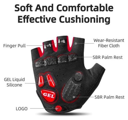 Paire de Gants de Cyclisme Demi-Doigts Extérieurs Respirants rouge