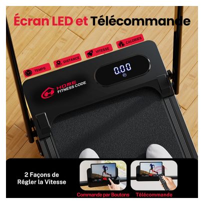 Tapis de course Fitness T7 avec poignées pliable compact Noir