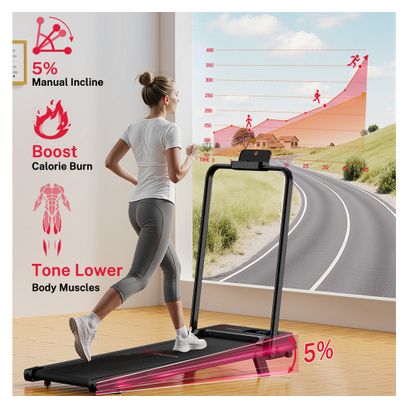Tapis de course Fitness T7 avec poignées pliable compact Noir