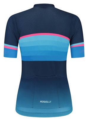 Maillot Manches Courtes Velo Rogelli Impress II - Femme - Bleu/Rose/Noir