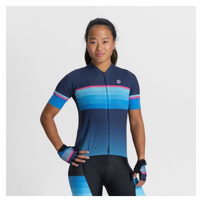 Maillot Manches Courtes Velo Rogelli Impress II - Femme - Bleu/Rose/Noir