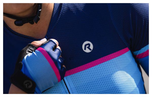 Maillot Manches Courtes Velo Rogelli Impress II - Femme - Bleu/Rose/Noir