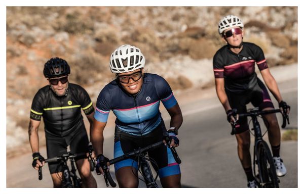 Maillot Manches Courtes Velo Rogelli Impress II - Femme - Bleu/Rose/Noir