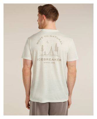 T-Shirt Icebreaker 150 Tech Lite Tee Peaceful Pass Ecru Blanc Homme 