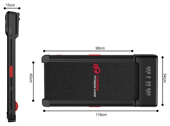 Tapis de course Fitness Y1 inclinaison automatique compact Noir avec tapis