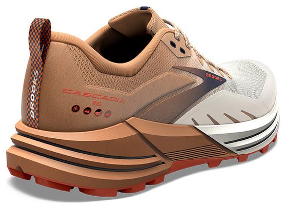 Chaussures de Trail Running Brooks Cascadia 16 Blanc Beige Rouge