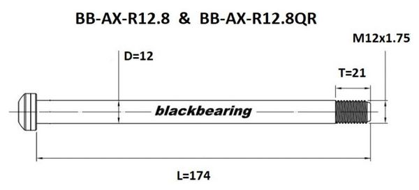 Axe de roue Blackbearing - R12.8 - (12 mm - 174- M12x1 75 -