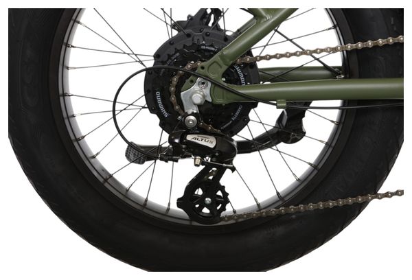 Bicyklet Electric Shortail Cargo Bike Shimano Altus 7S 670 Wh 20'' Verde Khaki