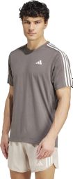 Camiseta de manga corta adidas Own The Run 3-Stripes Gris Hombre