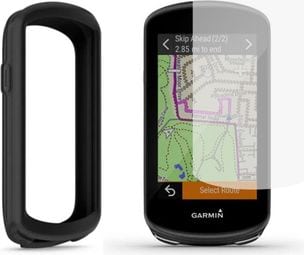 Ecran de protection en verre trempé et Housse de protection silicone pour Garmin Edge 1030