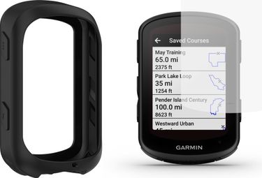 Ecran de protection en verre trempé et Housse de protection silicone pour Garmin Edge 840