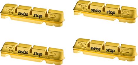 SwissStop FlashPro Yellow King x4 Brake Pad Inserts Carbon Wheels For Shimano / Sram / Campagnolo