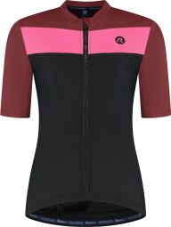 Maillot Manches Courtes Vélo Rogelli Core Block Noir/Bordeaux/Rose Femme