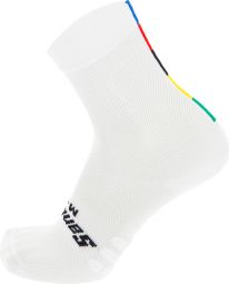Calcetines Santini UCI Official World Champion Unisex Blanco