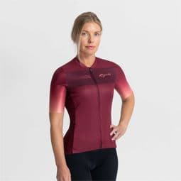 Maillot Manches Courtes Velo Rogelli Dawn - Femme - Bourgogne/Corail