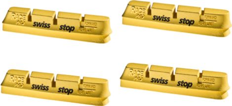 x4 SwissStop RacePro Yellow King Brake Pad Cartridges For Carbon Rims For Campagnolo Brakes