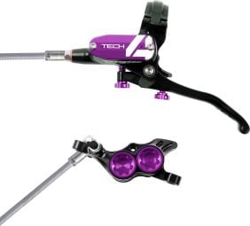 Hope Tech 4 E4 Front Disc Brake Black / Purple Braided Aviation Hose