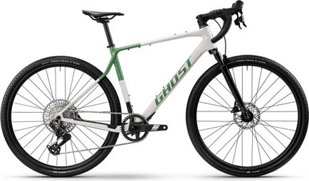 Ghost Asket CF Full Party Gravel Bike with SRAM GX Eagle AXS 12-speed, 700 mm, Glossy White/Green, 2026