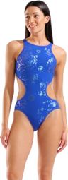 Bañador de una pieza Arena One Neon para mujer, azul 