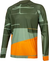 T-Shirt Manches Longues Imprimé Endura MT500 LTD Olive Vert / Orange