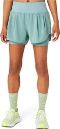 Pantaloncini Asics Road 3.5in Green da donna 2 in 1