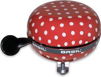 Campanello BASIL Polka Dot pois rossi/bianchi 80 mm