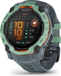 Montre GPS Garmin Instinct 3 AMOLED - 50 mm Vert Neotropic avec Bracelet en Silicone Bleu Twilight