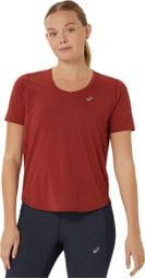 Maillot de manga corta Asics Road V-Neck Rojo Mujer