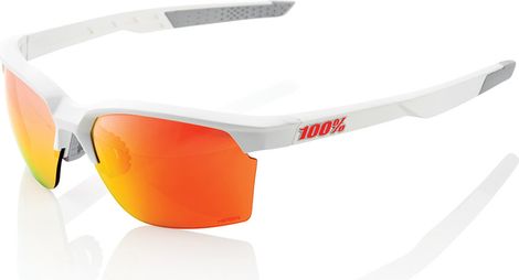 Lunettes 100% Solaires Sportcoupe Blanc Mat Verre Hiper Miroir multi-couches Rouge 