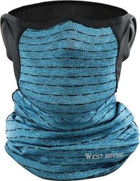 Neck warmer in cooling silk sun protection blue