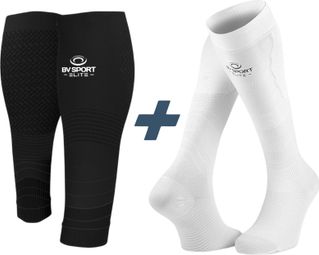 BV Sport Elite Performance Pack: Compression Sleeves + Recovery Socks (Black/White)