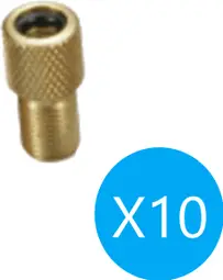 Caja de 10 XLC PU-X14 Adaptador de válvula Schräder (bomba) a Dunlop (válvula)