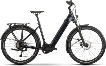 Raymon TourRay Wave Electric Hybrid Bike with Shimano Acera 8-Speed Transmission, 630Wh Battery, 27.5-inch Wheels, Blue, 2025