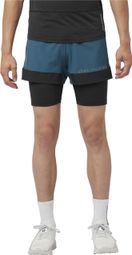 Short 2-en-1 Salomon Cross Bleu Noir Homme