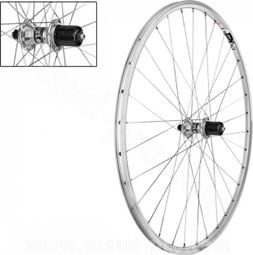 ROUE ARRIERE 700C CASSETTE A BLOCAGE ARGENT