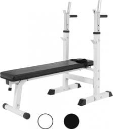 GORILLA SPORTS® Banc de Musculation - avec Support de Barres - Réglable  Multifonction  Pliable  Inclinable - Banc de Poids  Fitness - Couleur : BLANC