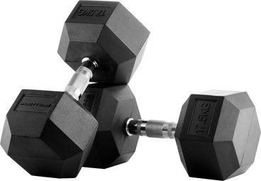 Haltères hexagonales en caoutchouc 17 5 kg
