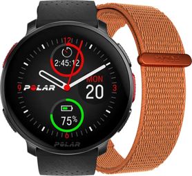 Polar Vantage V3 GPS-Uhr Schwarz + Orangefarbenes Nylonarmband