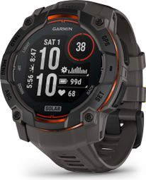 Garmin Instinct 3 Solar - 50 mm GPS horloge Zwart met Charcoal siliconen band