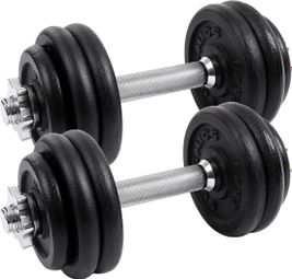 Lot de 2 haltères courts en fonte 30 kg sport fitness musculation