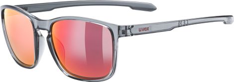 Uvex LGL 52-bril, rookkleurig/rood met spiegelglazen