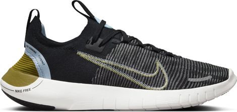 Nike free run fkyknit next nature black khaki blue women's running shoes